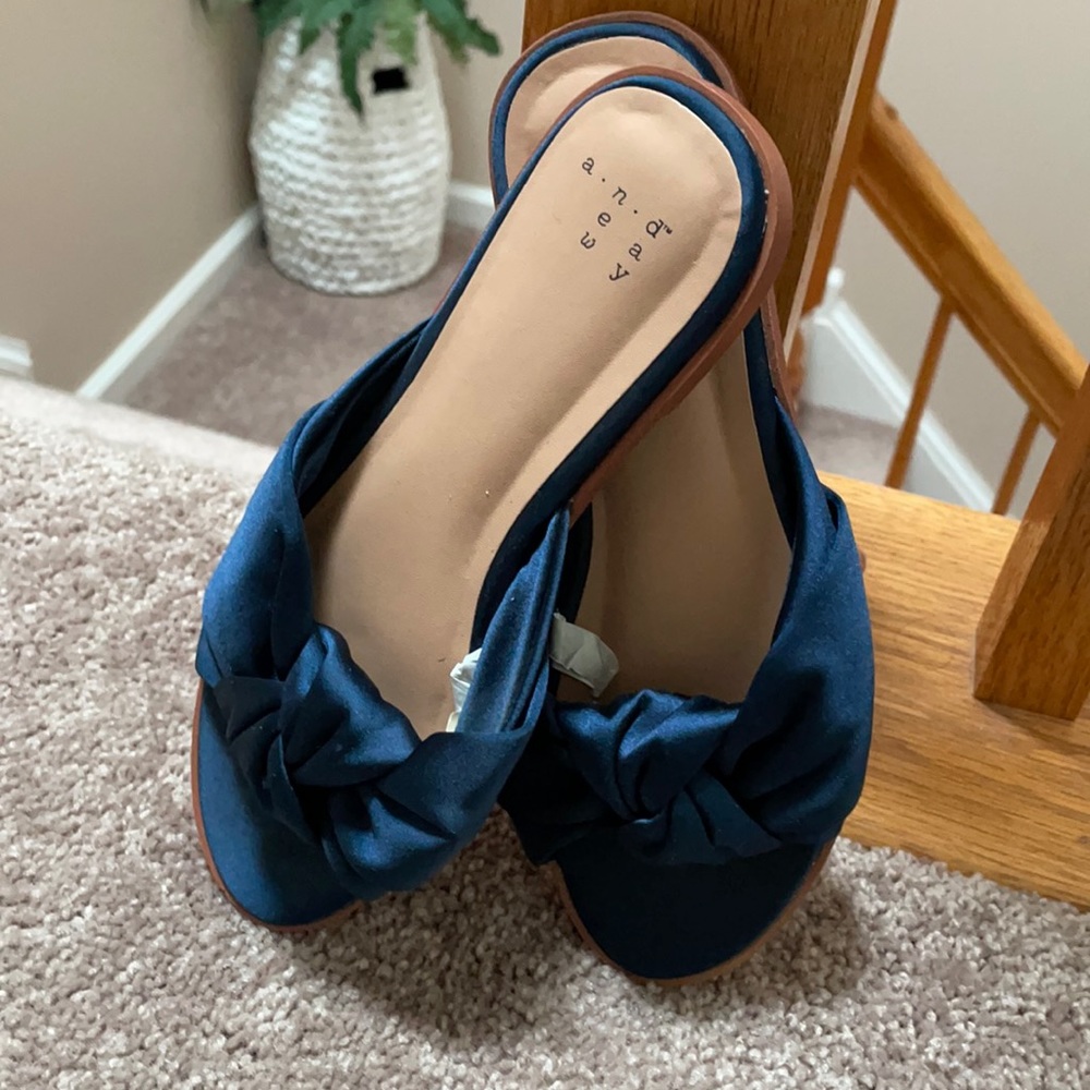 Blue satin sandal